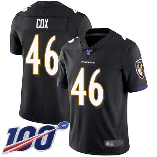 Baltimore Ravens Limited Black Men Morgan Cox Alternate Jersey NFL Football #46 100th Season Vapor Untouchable